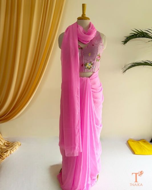 Premium soft georgette saree with an elegant flowing drape.