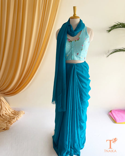 Lightweight plain georgette saree for festive and everyday wear.