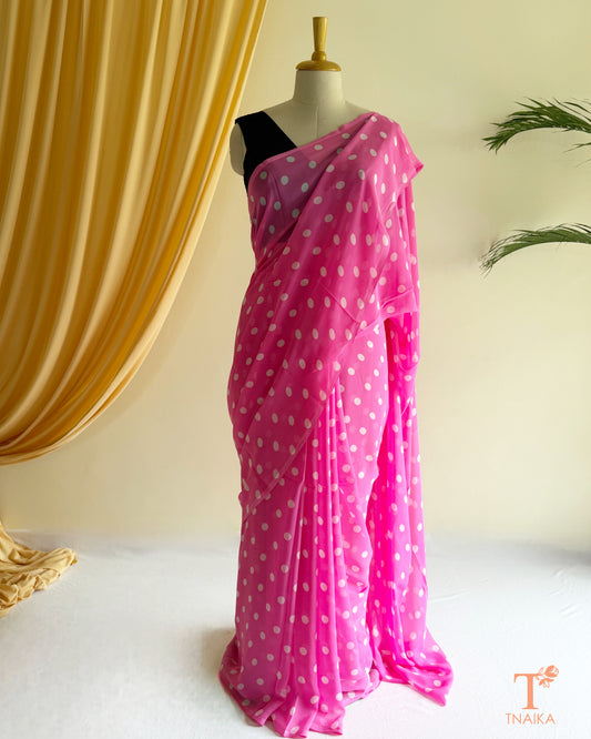 Designer georgette saree with soft fabric and fluid drape.