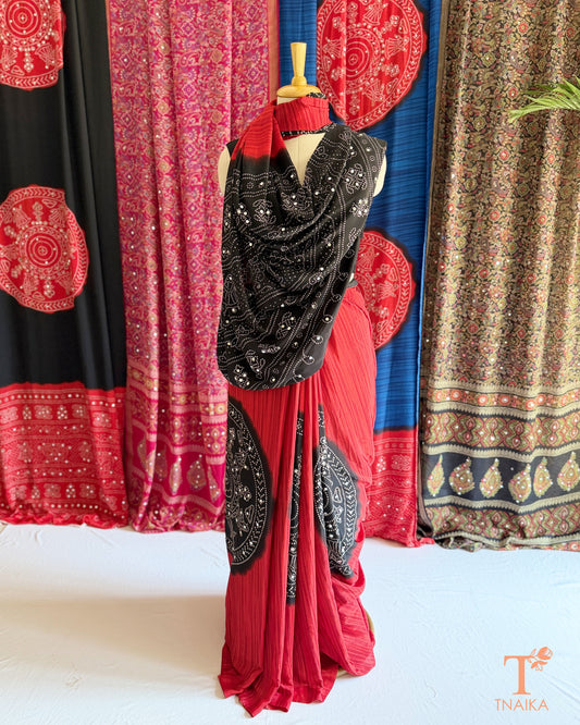 Sitara Satin Silk Saree - Red