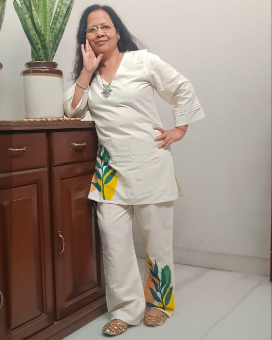 cotton twin set, co-ord set for women, cotton loungewear, street style co-ord, breathable fabric outfit, pastel co-ord set, tropical print co-ord, minimal cotton set, summer-friendly attire, Indo-western co-ord, effortless chic look, breezy cotton clothing, trendy cotton wear, modern ethnic set, cotton fashion co-ord, fusion wear set, work-from-home outfit, cotton festival co-ord, designer cotton set, elegant co-ord set, lightweight summer fashion, cotton blend outfit, pocket-friendly cotton co-ord