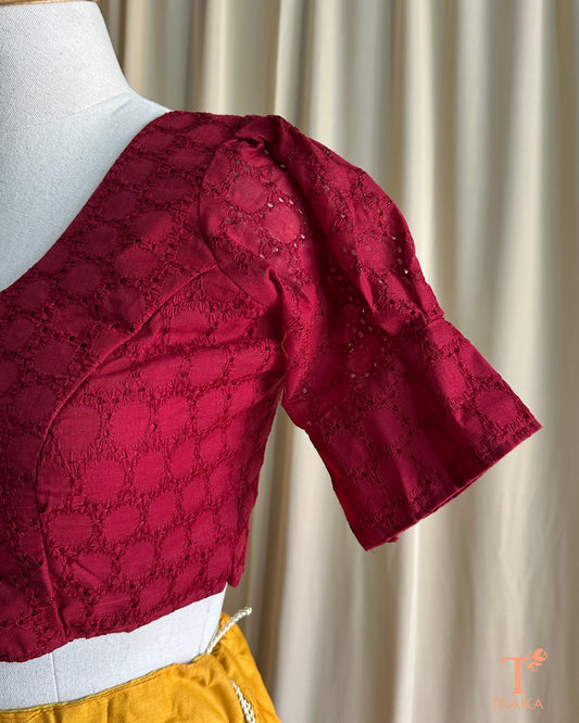 Hakoba Blouse-Maroon