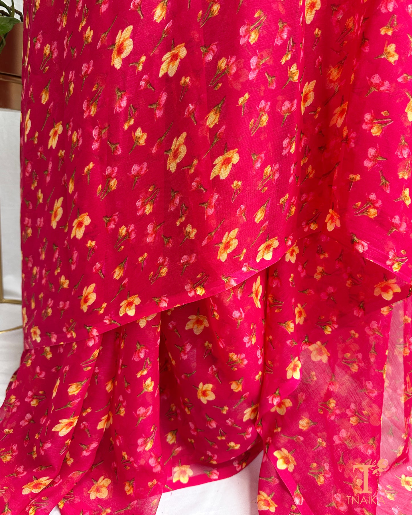 Chiffon Garden Saree - Magenta