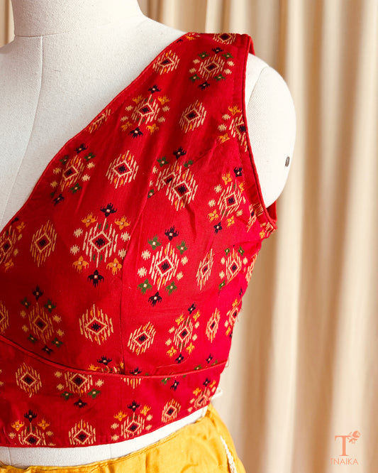 Cotton Ajrakh Handblock Blouse - Red