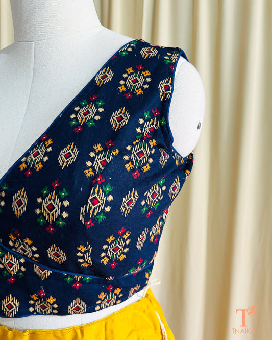 Cotton Ajrakh Handblock Blouse - Blue