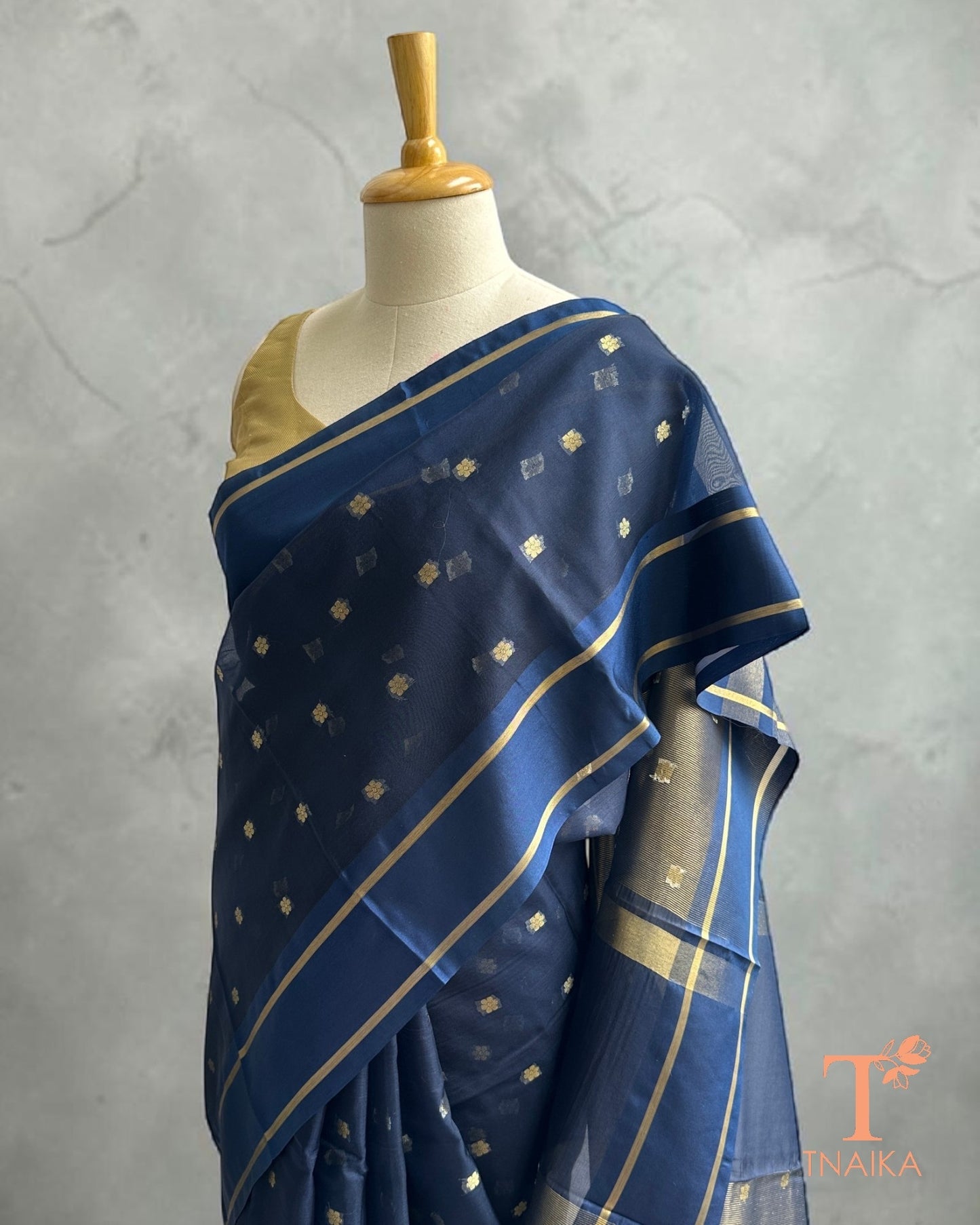 Banarasi semi organza saree in royal blue with zari work
