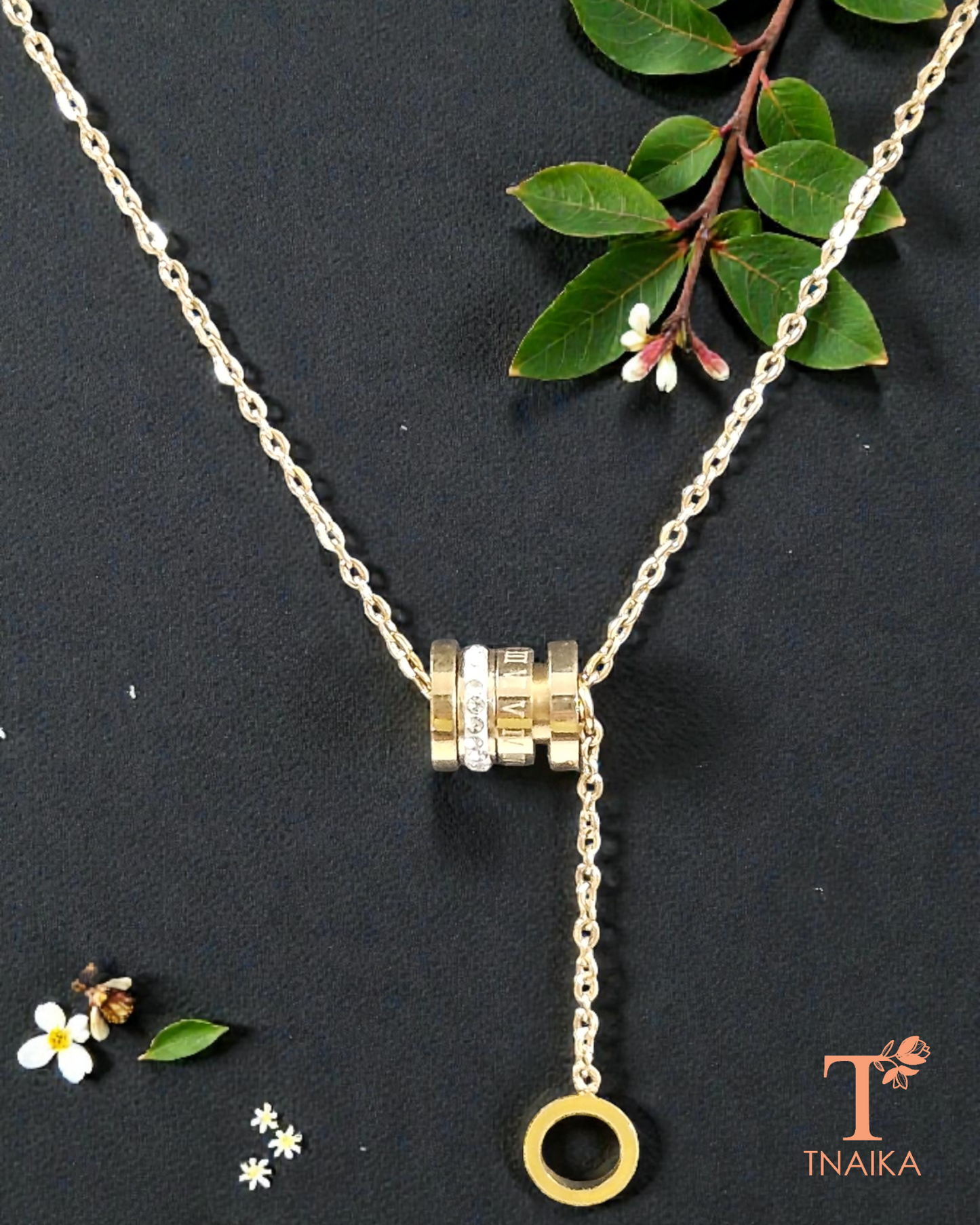 Minimal adjustable chain necklace with slider and drop loop detail