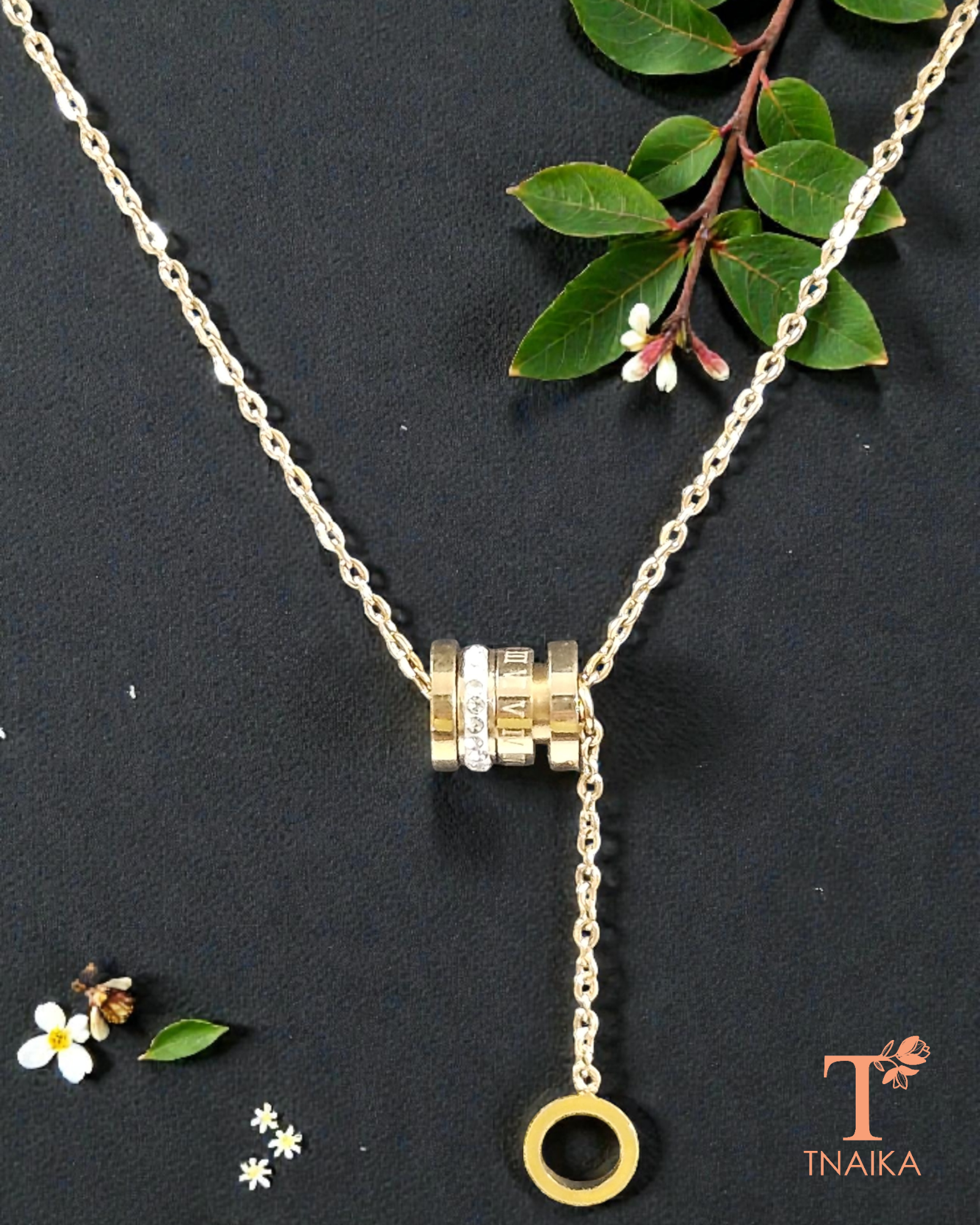 Minimal adjustable chain necklace with slider and drop loop detail