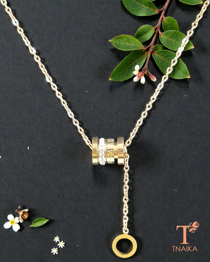 Minimal adjustable chain necklace with slider and drop loop detail