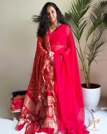 Rang Mahal Bandhej Dupatta - Red
