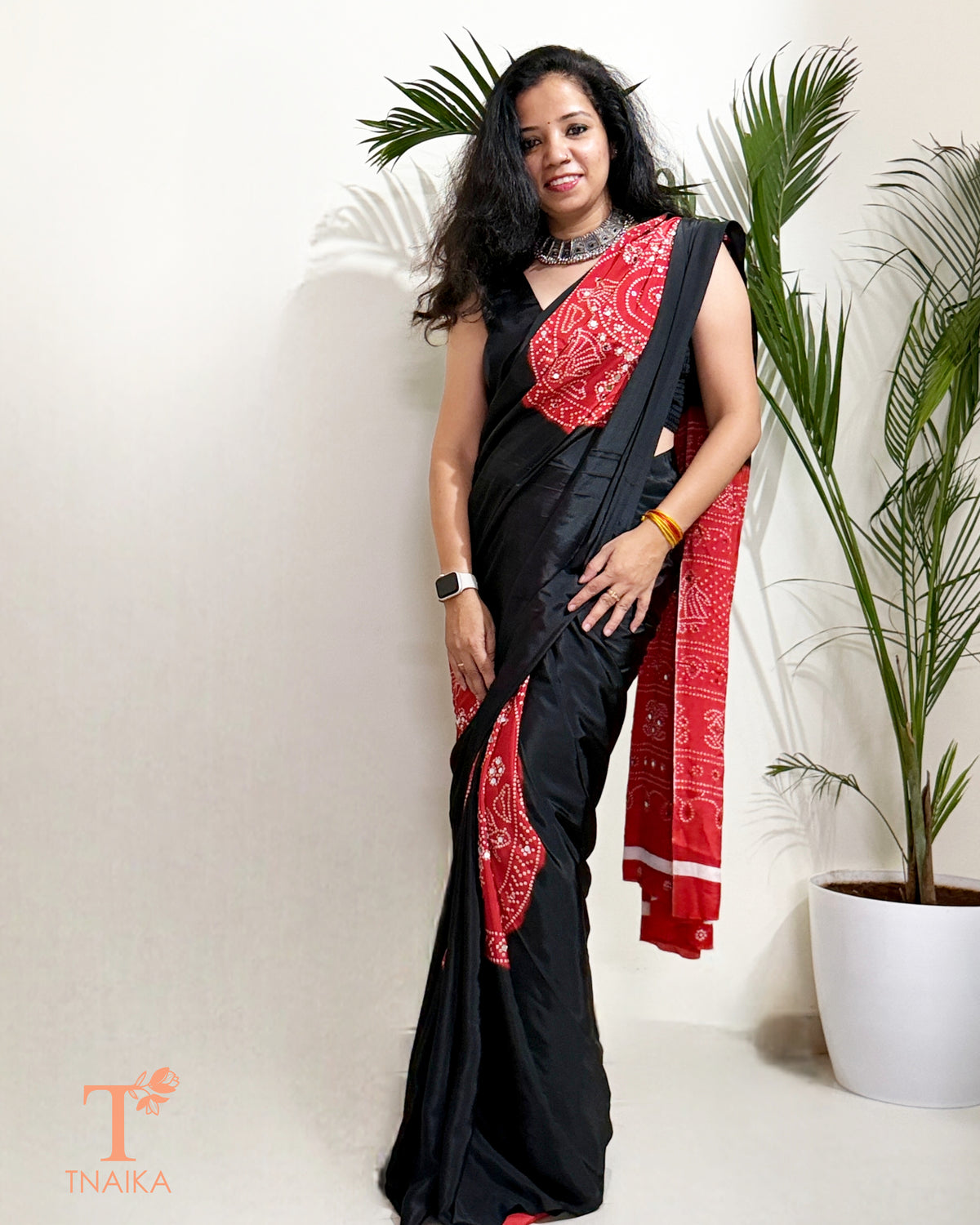 Sitara Satin Silk Saree - Black