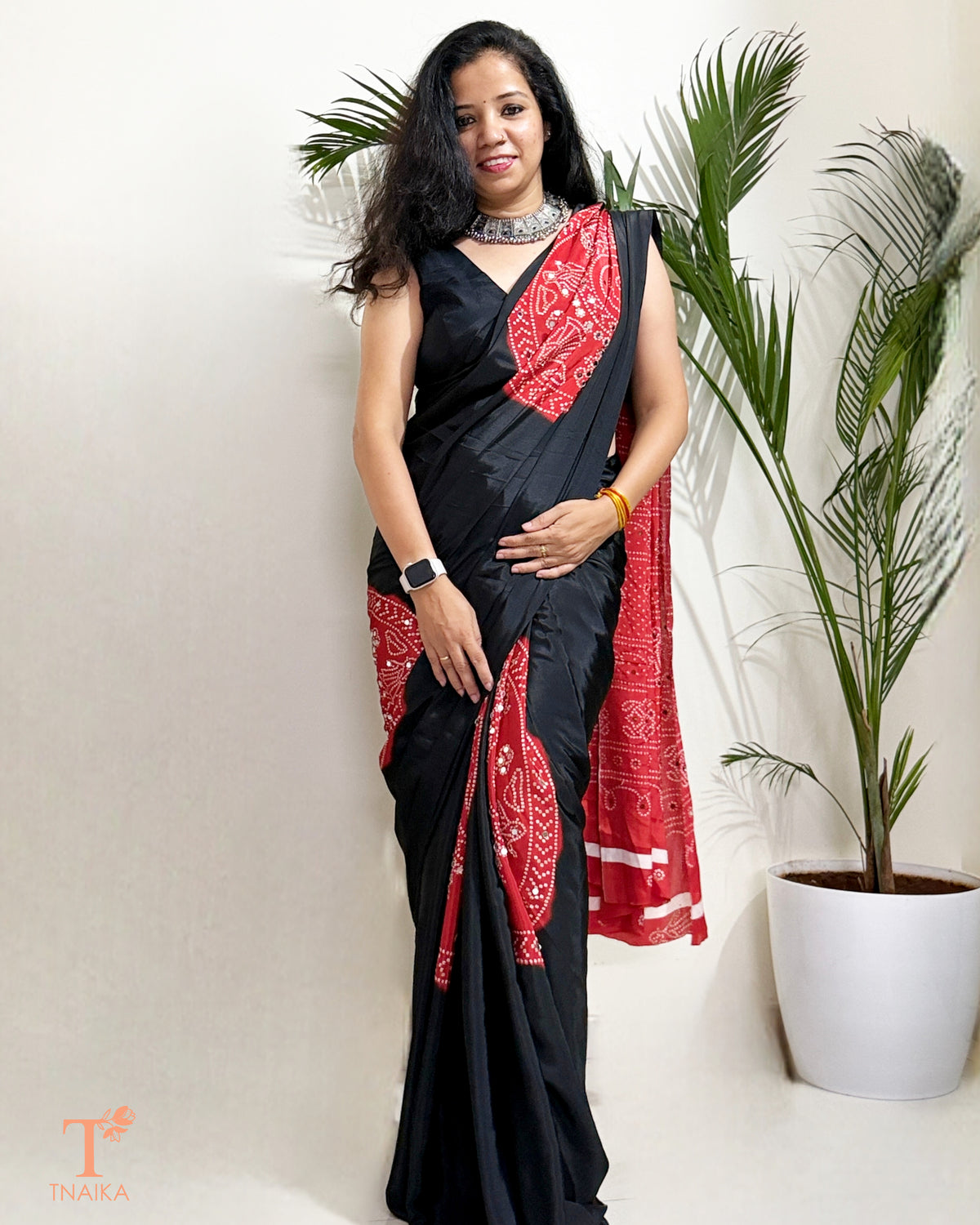 Sitara Satin Silk Saree - Black