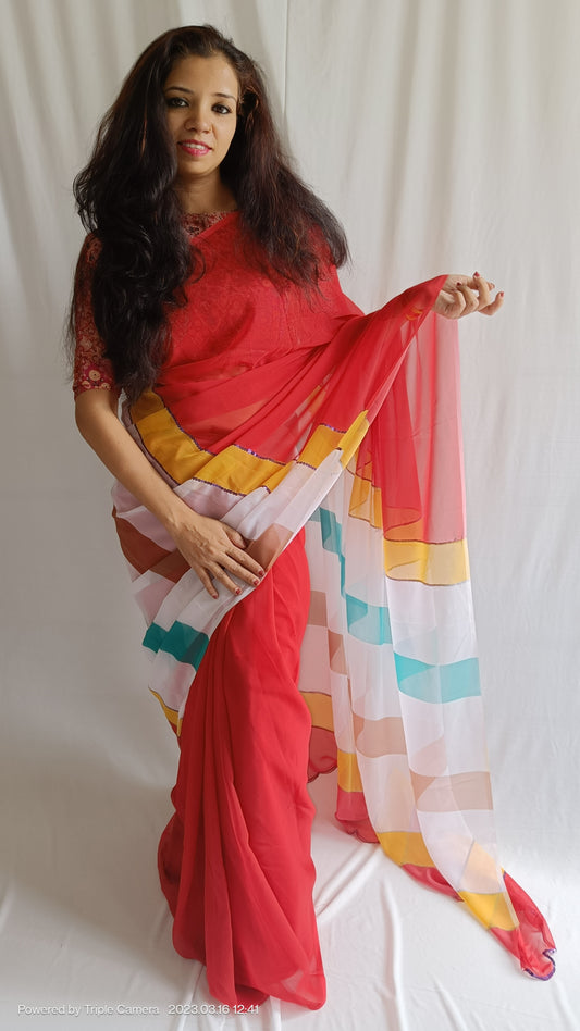 Georgette Rose Saree