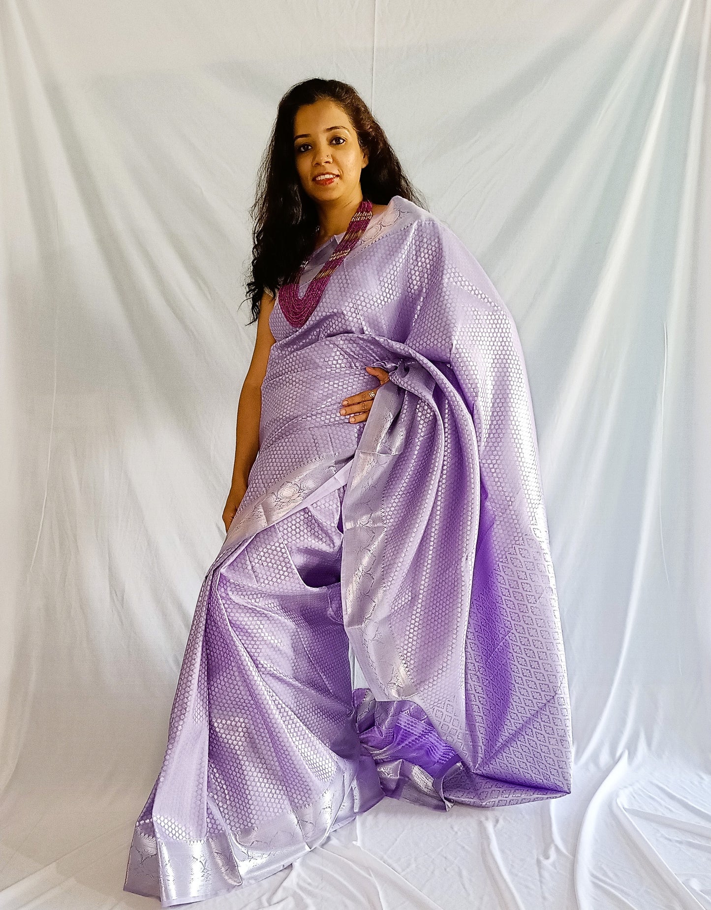 Silk Lavender Zari Tapestry Saree