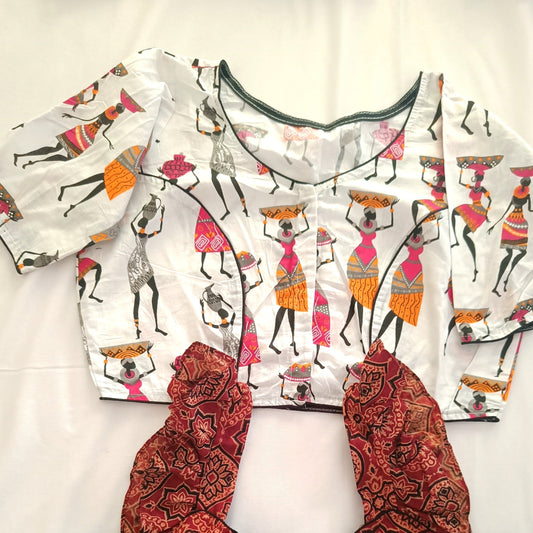 Cotton Printed Warli Blouse