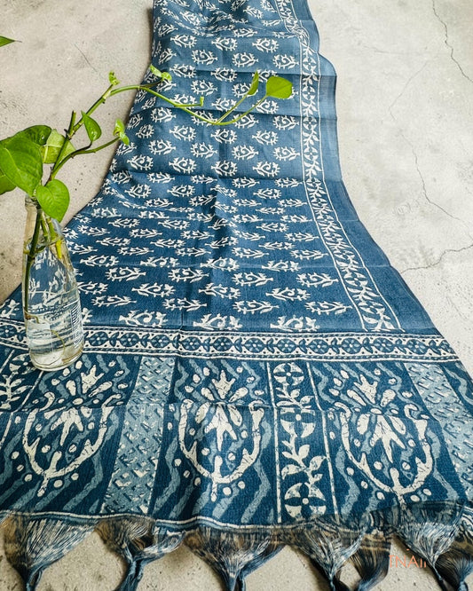 Elegant silk blend dupatta with soft sheen and graceful drape.