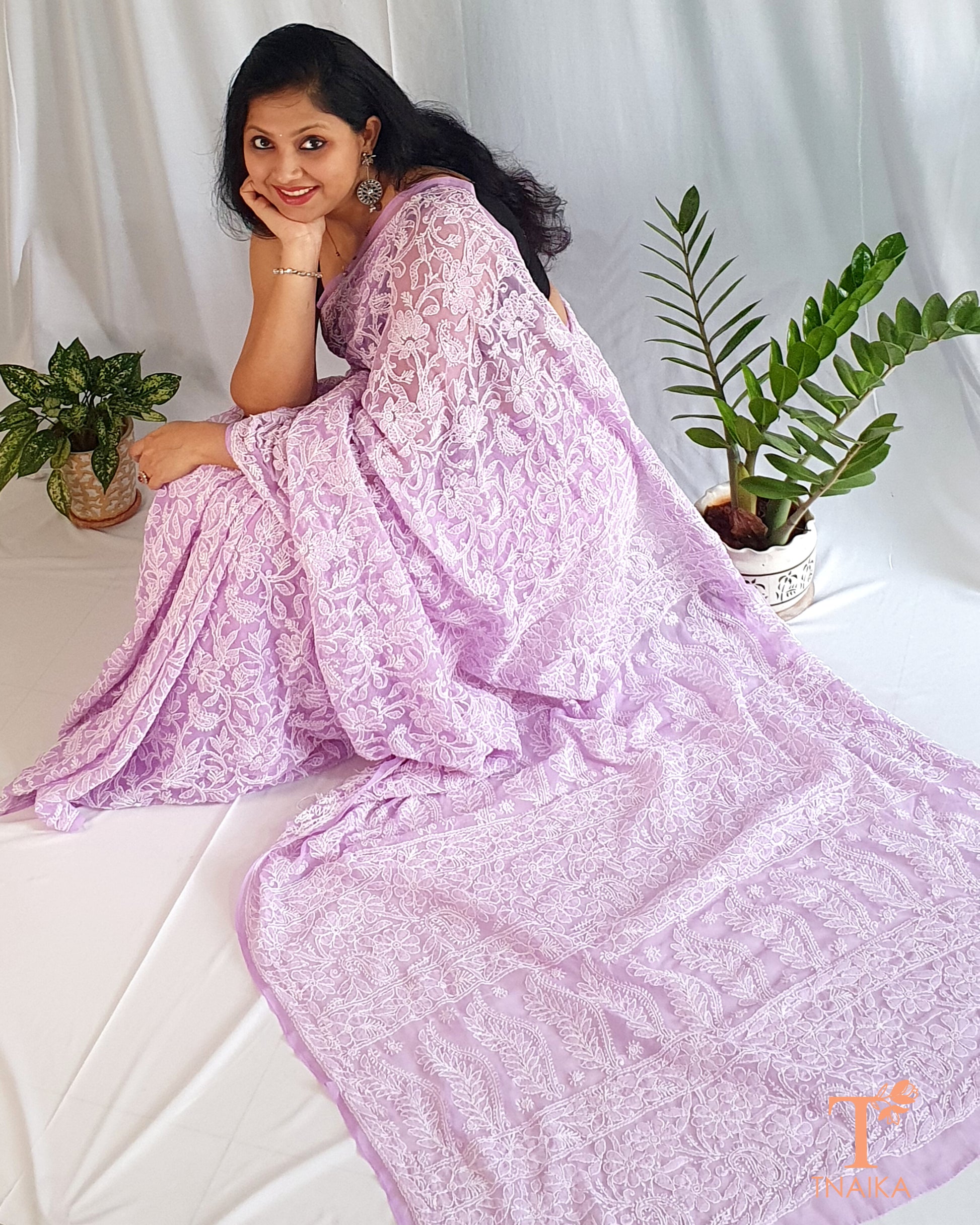Handcrafted Chikankari Georgette Saree Timeless Luxury – Tnaika™