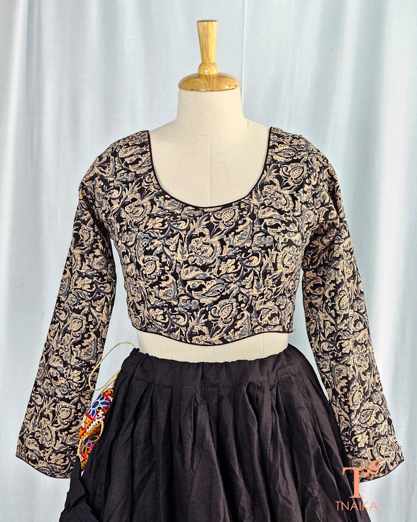 Elegant Cotton Kalamkari Blouse with Full Sleeves Shop now