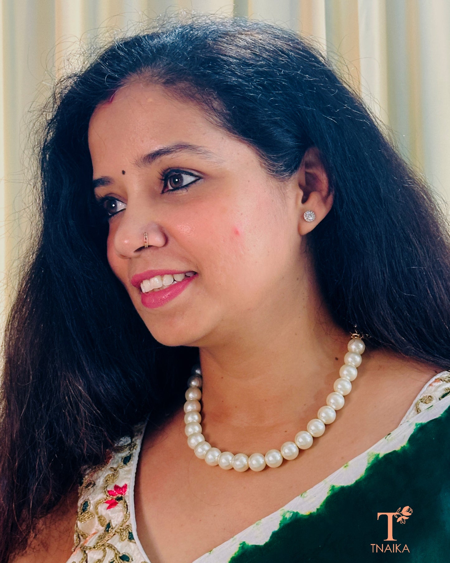 Beaded Pearl Mala - Big pearl