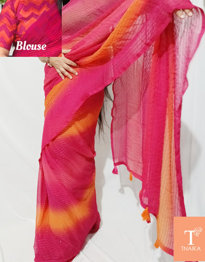 Georgette Pink Cascade saree