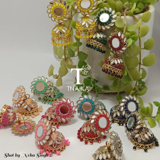 Mirror Flower Jhumkis