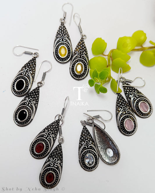 Vintage Oxidized Stone Danglers