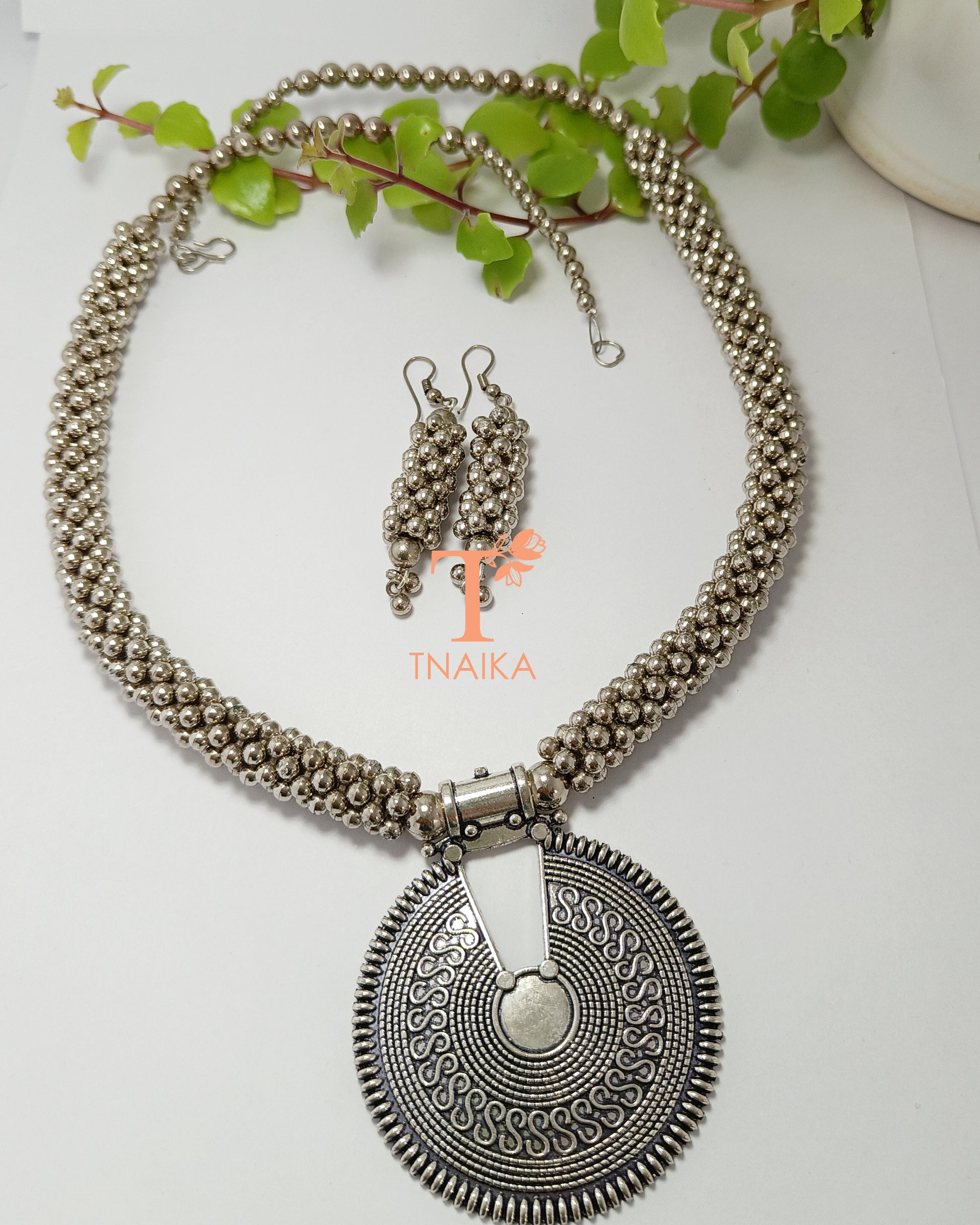 poth jewellery Handcrafted Oxidised Silver Necklace Set