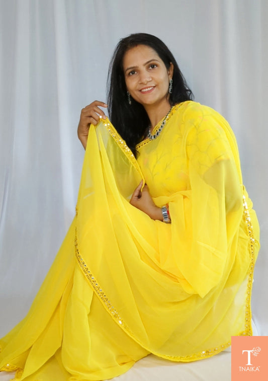 Georgette Haldi Saree