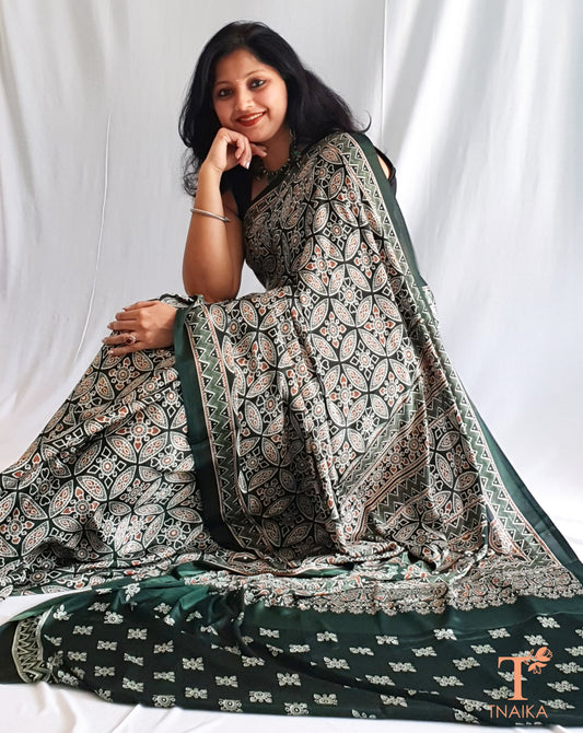 Crepe Ajrakh Saree