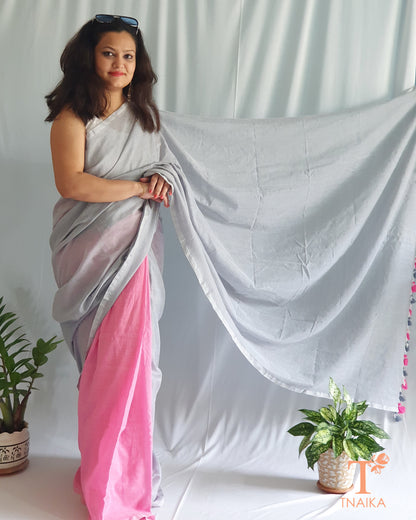 Cotton Gulabi Saree