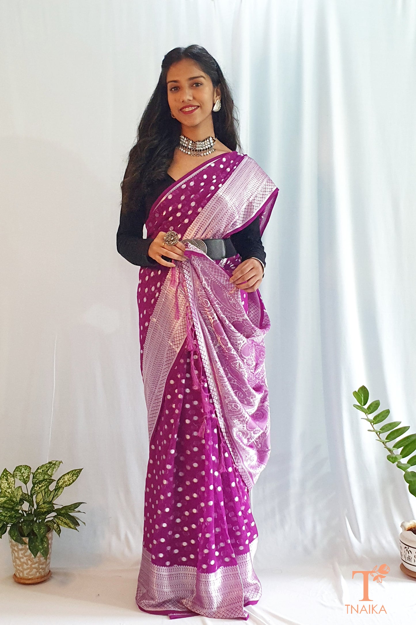 Chiffon Georgette Paithani Saree - Wine