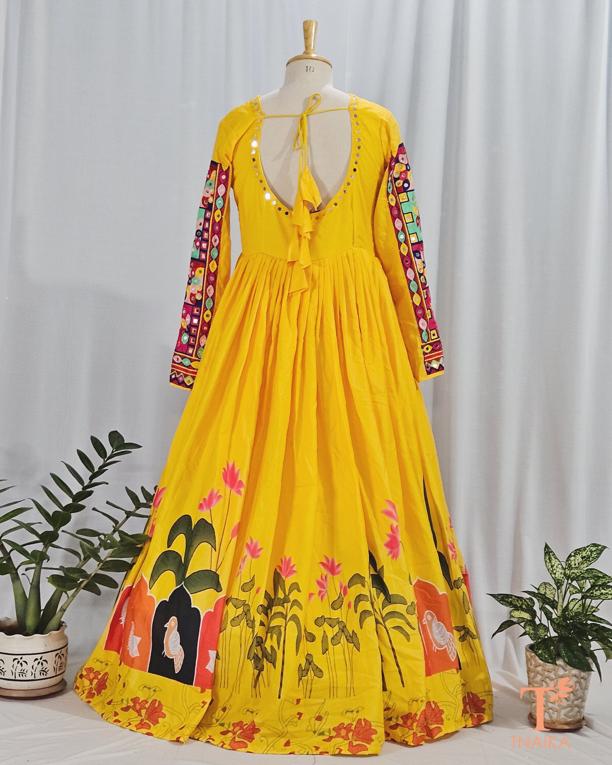 yellow gown navratri gown silk gown