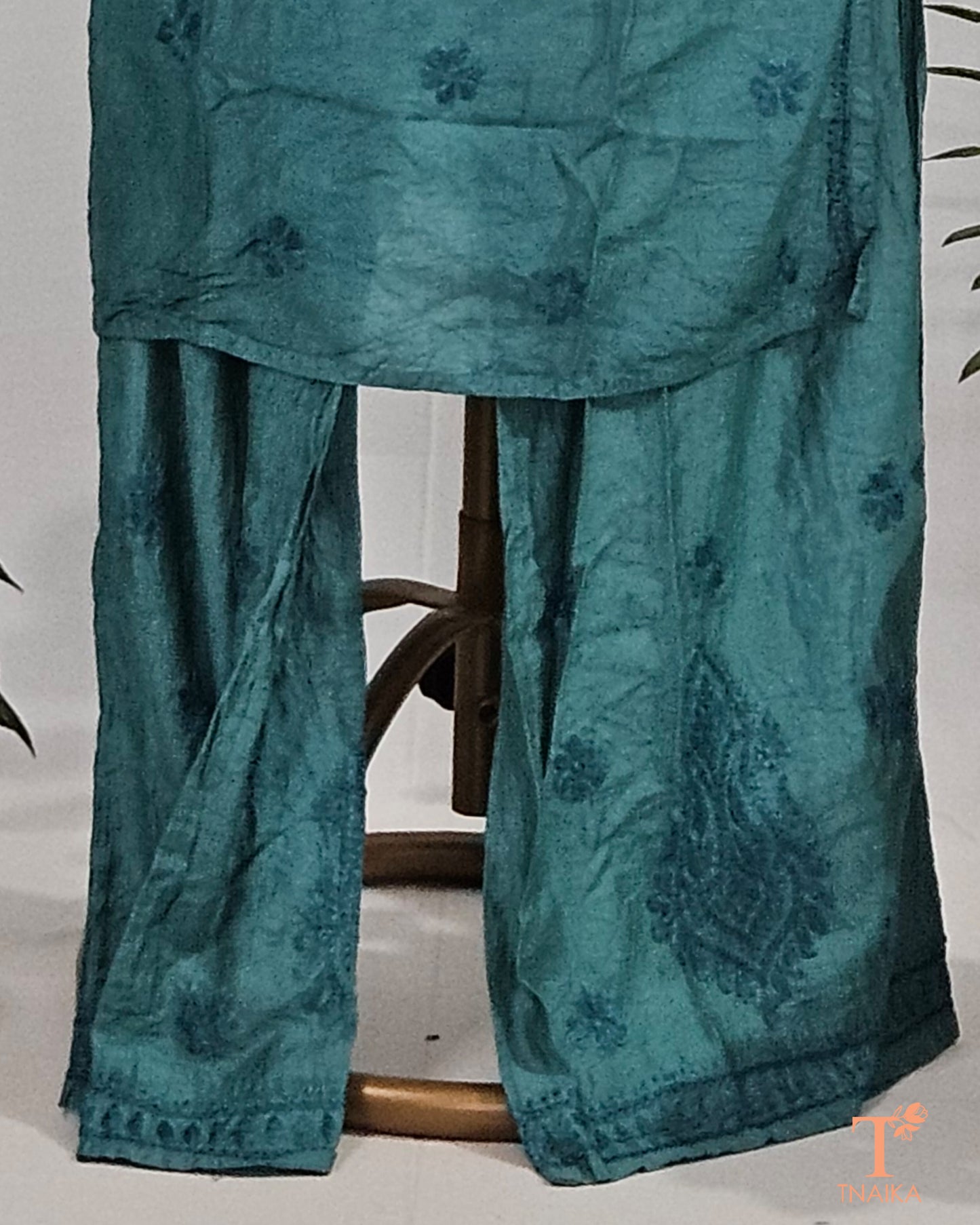 Chanderi Chikankari Peacock Palazzo Set