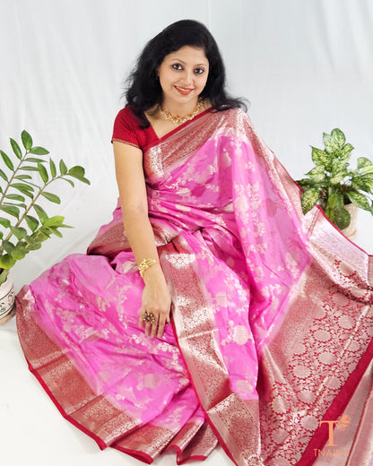 Dupion Saaj Silk Saree - Baby Pink