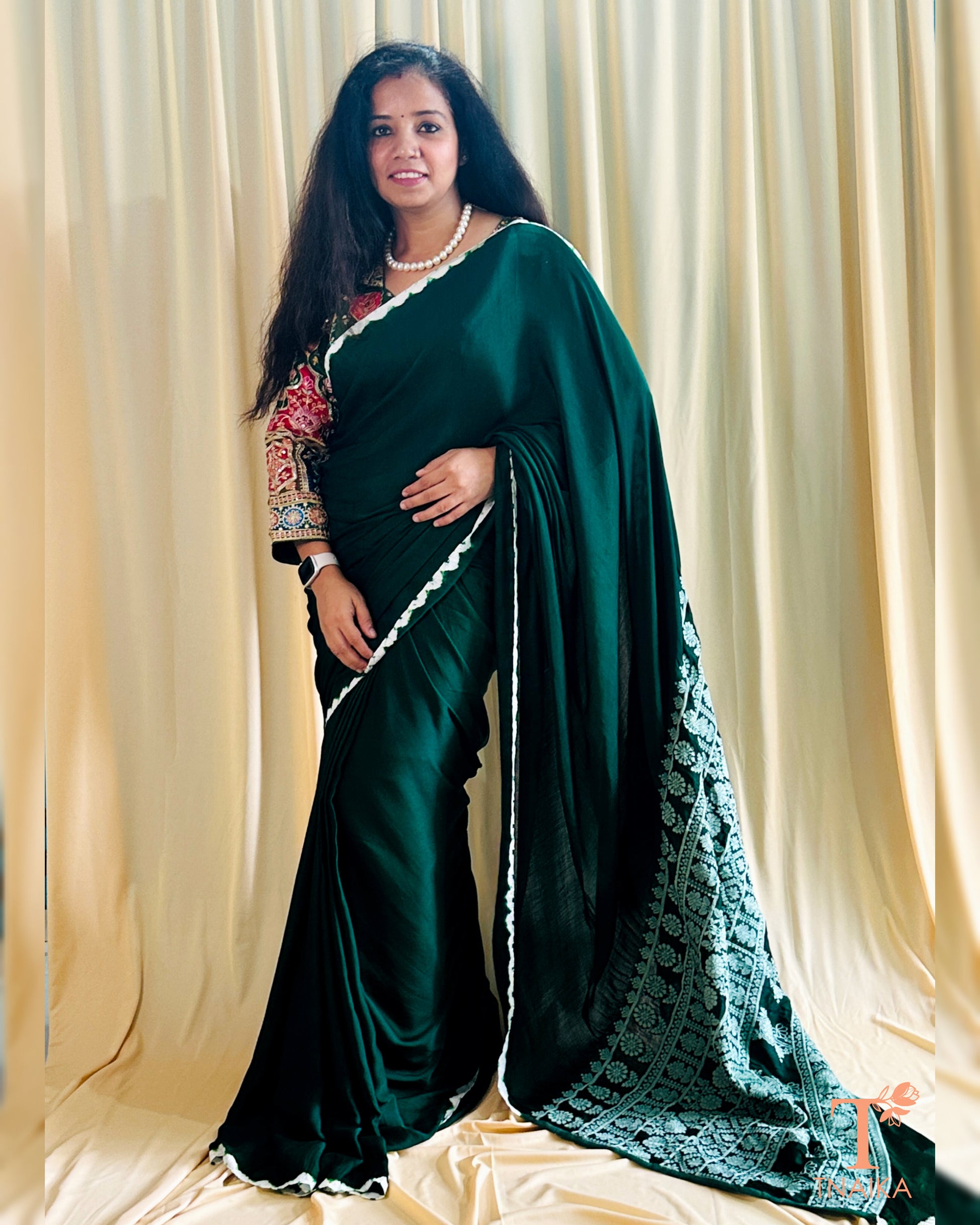 Modal Silk Noor TieDye Saree - Green