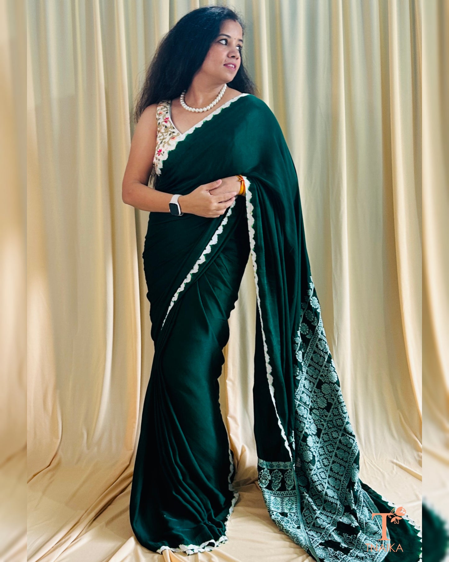 Modal Silk Noor TieDye Saree - Green