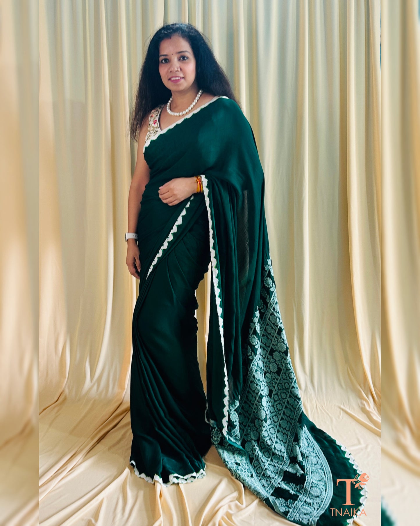 Modal Silk Noor TieDye Saree - Green