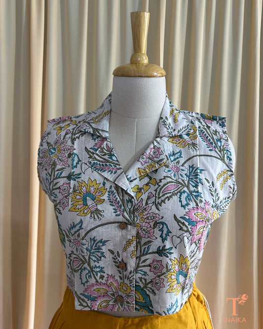 Sawan Hand Block Printed Collar Blouse