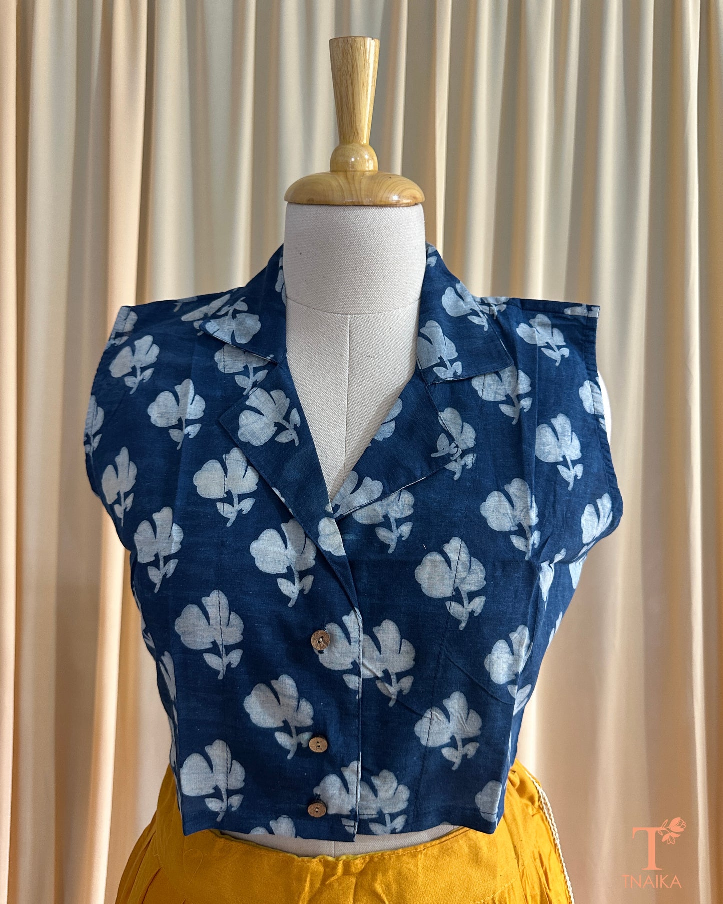 Neelika Hand Block Printed Collar Blouse