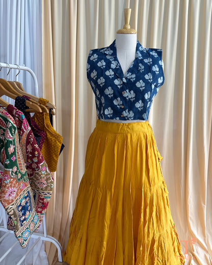 Neelika Hand Block Printed Collar Blouse