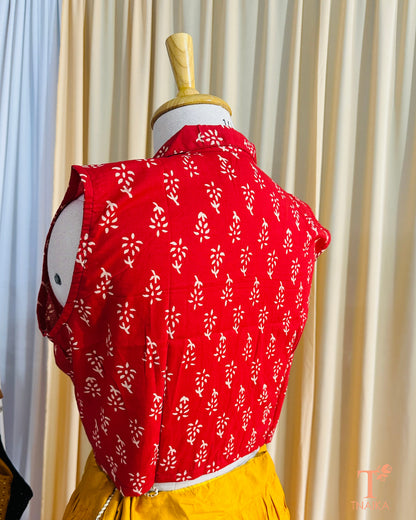 Indira Hand Block Printed Collar Blouse