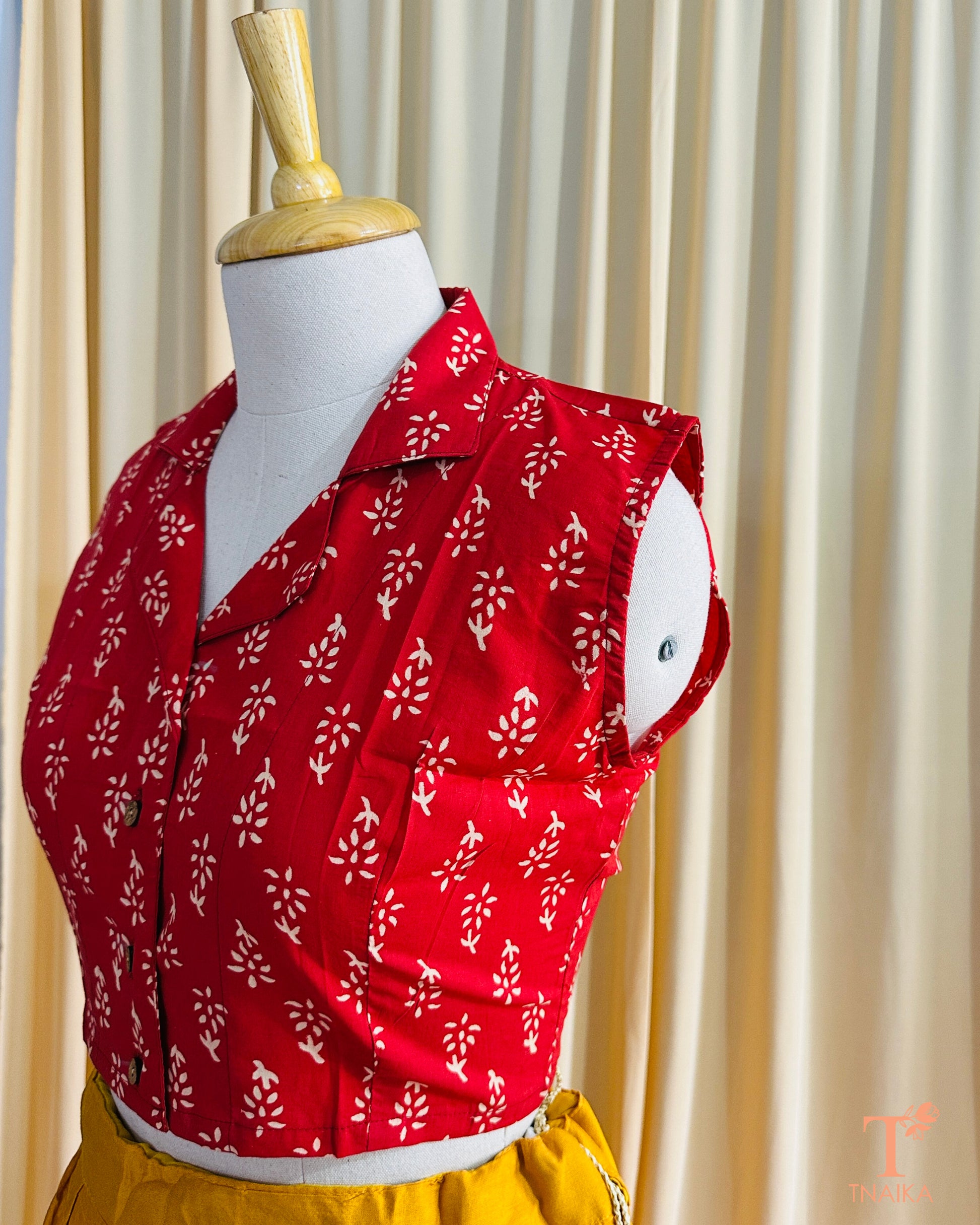 Indira Hand Block Printed Collar Blouse