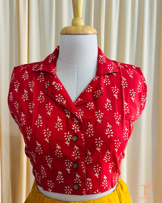 Indira Hand Block Printed Collar Blouse