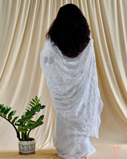 Chikankari Noor-e-Nazaakat Saree - White