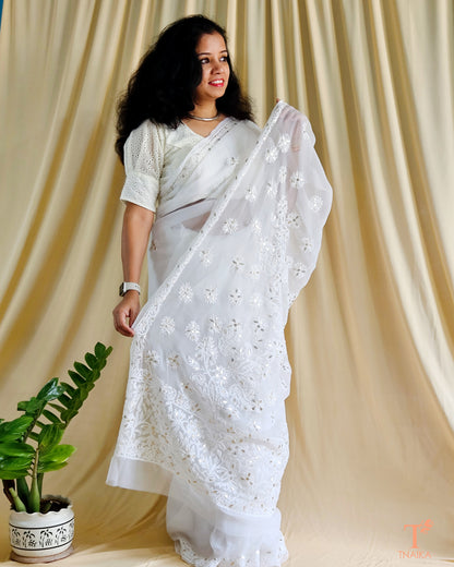 Chikankari Noor-e-Nazaakat Saree - White