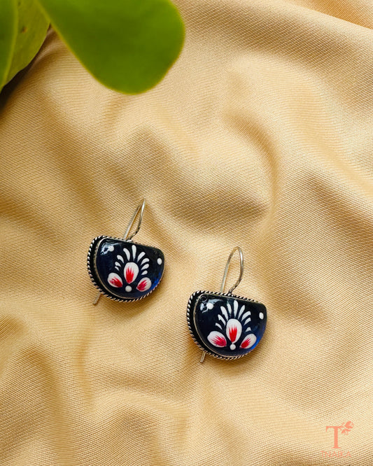 Hour Hand-Painted Earrings - Blue
