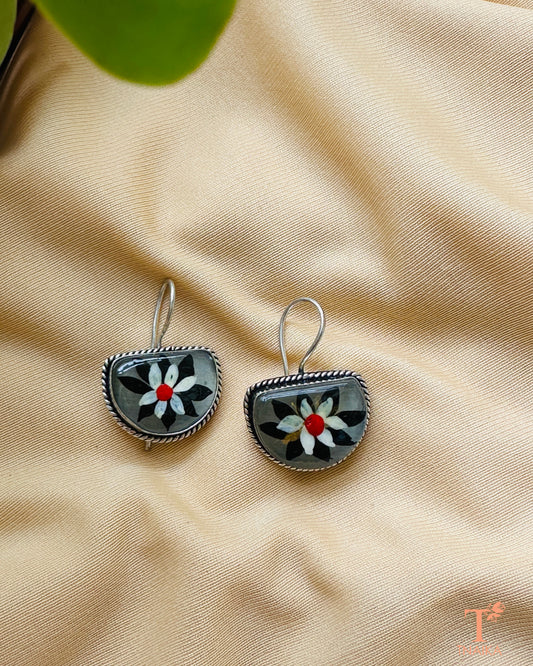 Hour Hand-Painted Earrings - Grey
