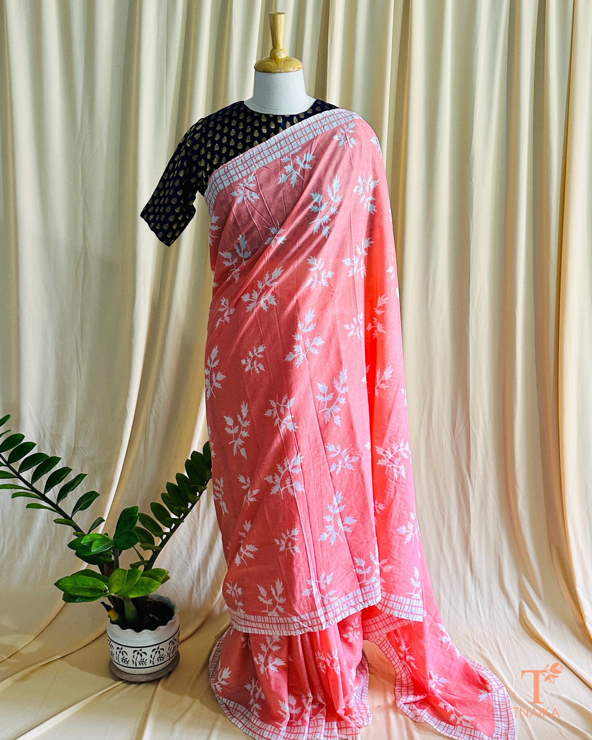 Soft breathable cotton saree combining traditional charm with playful elegance