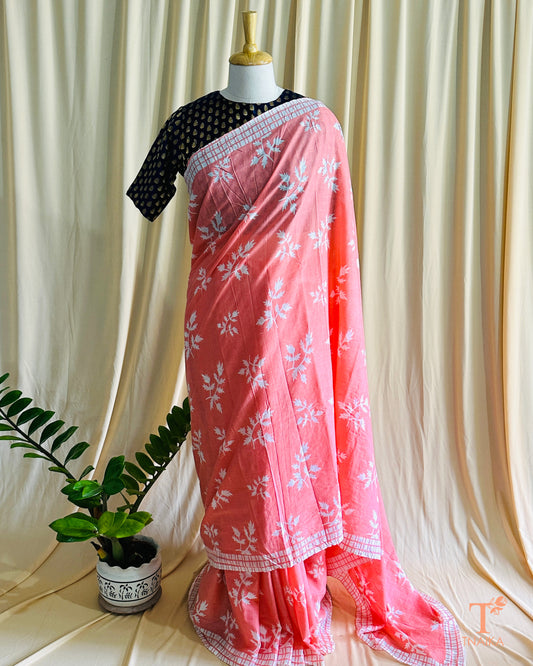 Soft breathable cotton saree combining traditional charm with playful elegance