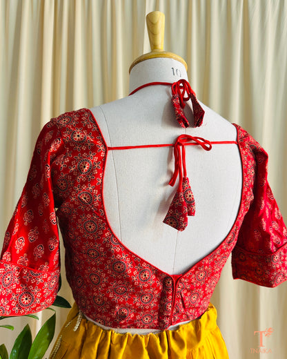 Mumtaz Ajrakh Blouse - Red